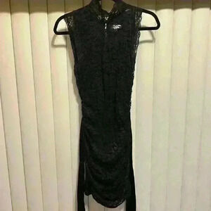 Black lace dress with satin belt, size Small in perfect condition